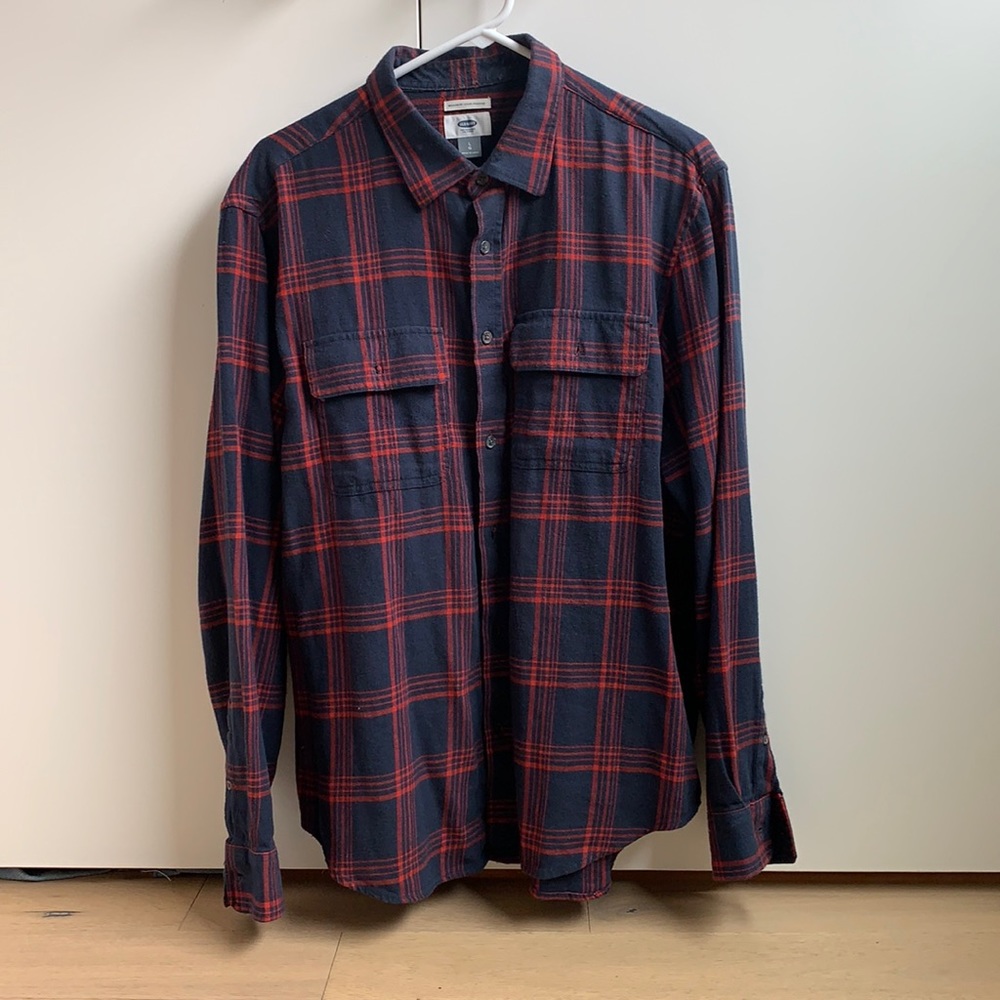 Flannel button up shirt.